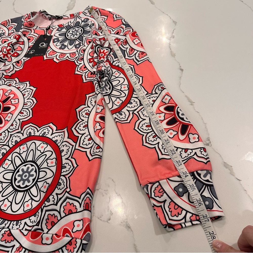 Ouges Womens Orange Damask Floral Print Blouse To… - image 8